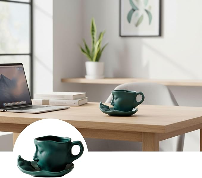 Artistic Ceramic Coffee Mug with Sculptural Face Design for Home Decor and Gift Giving