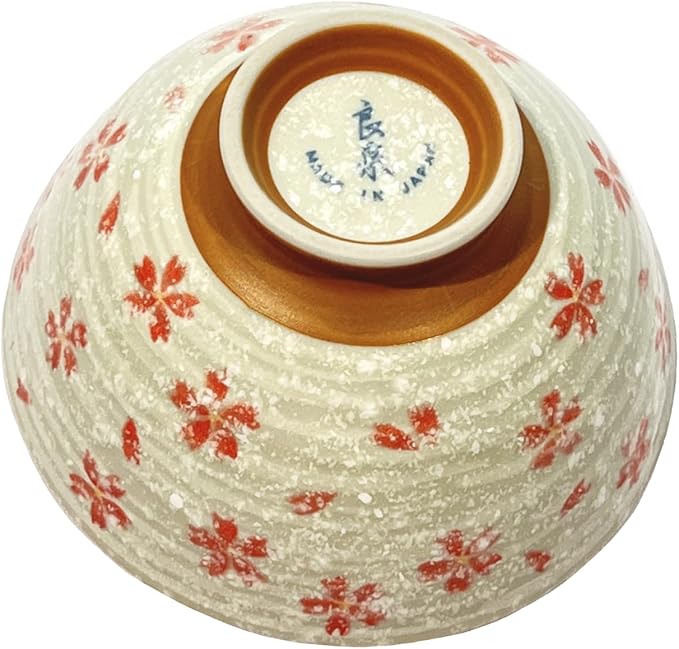 Traditional Style Japanese Ceramics Rice Bowl Chawan Pottery, Dishwasher Microwave Safe Made in Japan (Koyuki Zakura, Small (nakahira))