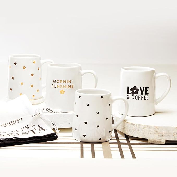 Santa Barbara Design Studio Gift Coffee Mugs Tapered Artisan Ceramic Coffee or Tea Cup, 18-Ounce, Love & Coffee