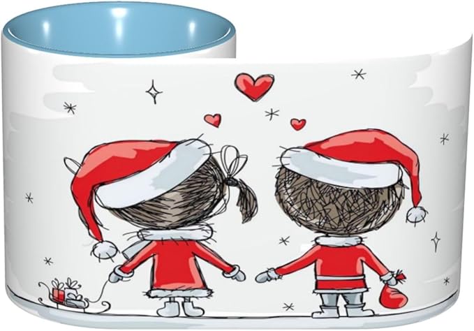 Poppy Flower,Funny Novelty Ceramic Coffee Cups With Handle,Floral Garden Leaves Modern Nature Tea Cup for Office and Home, 11 Oz,Dishwasher Microwave Safe (Sky blue)
