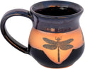 ALWAYS AZUL POTTERY Dragonfly Small 10 Oz Mug in Cherry Garcia Glaze - Handmade Ceramic Coffee Mug - Stylish and Unique Handcrafted Artistic Drinkware - Polished Clay Cups, Great for Coffee and Tea