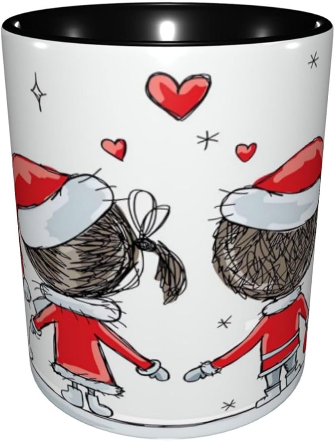 Poppy Flower,Funny Novelty Ceramic Coffee Cups With Handle,Watercolors Design of Poppy Tea Cup for Office and Home, 11 Oz,Dishwasher Microwave Safe (Black)