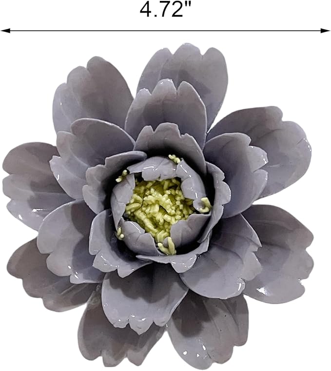 CEUYGT Handmade Ceramic Wall Flower Decor - Peony Home Wall Art, Perfect for Living Room, Bedroom, or Office Decoration Purple Peony 4.72"(Large)