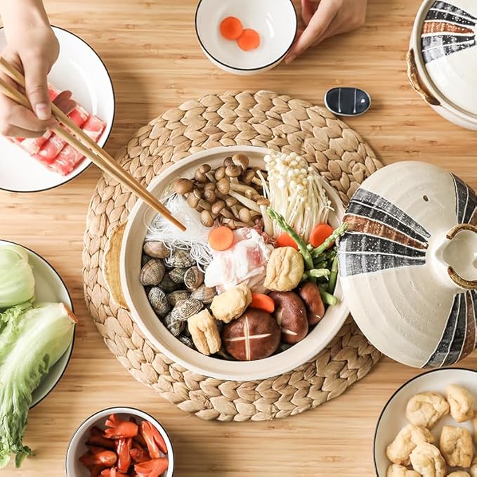 Japanese Clay Pot for Cooking with Lid, 2.2L Ceramic Casserole for Shabu Shabu & Stewing, Korean Stone Pot for Soup Bowls, Heat Resistant Earthenware Pot & Terracotta Cooking Pots for Gas,0.5L,B