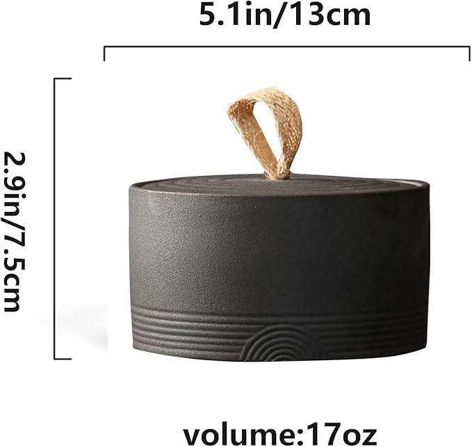 Retro ceramic storage jar - multifunctional jar for tea, coffee, and sugar - decorated kitchen container with lid (C)