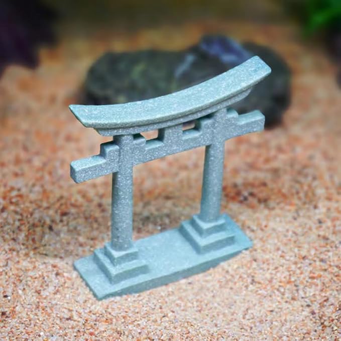 livelyfish Aquarium Decorations Asian Japanese Shinto Torii Gate Fish Tank Decorations Miniature Shrine Japan Style Ornament Underwater Landscape Decoration (X-Large)