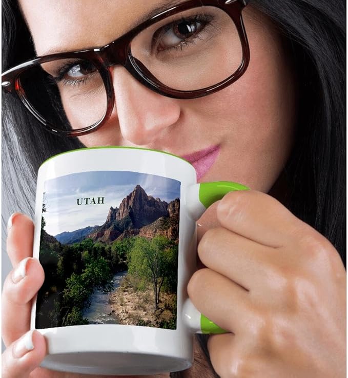 3dRose Utahs Zion National Park 11oz Two-Tone Green Mug