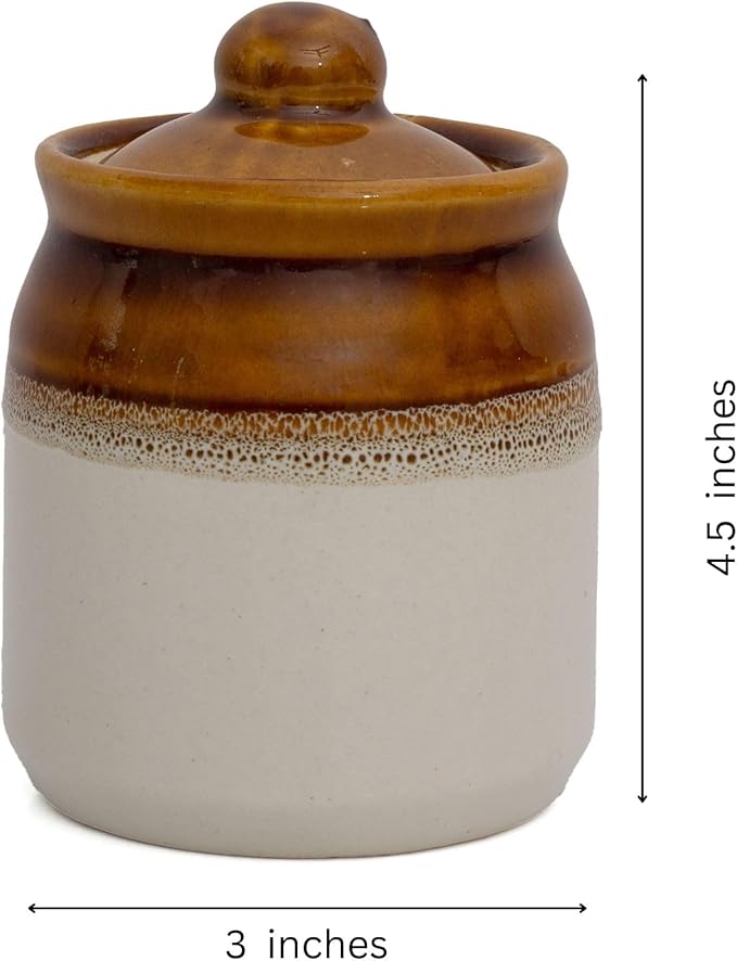 Decorative Ceramic Jar With Lid For Kitchen Pantry Countertop Home Dining Table Accessories Condiment Pickle Spice Coffee Tea Caddy Sugar Salt Herbs Food Storage Canister Holder Hand Painted