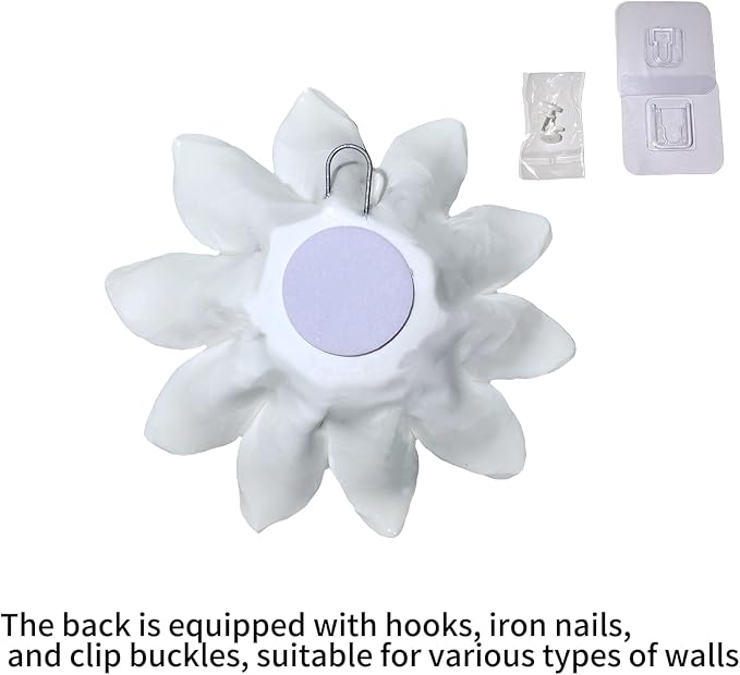 WF Ceramic Wall Flower Chinese Ceramics Decorative Petals Handmade 3D Wall Art Hanging Sculpture Flower Art Home Office Decor (white)