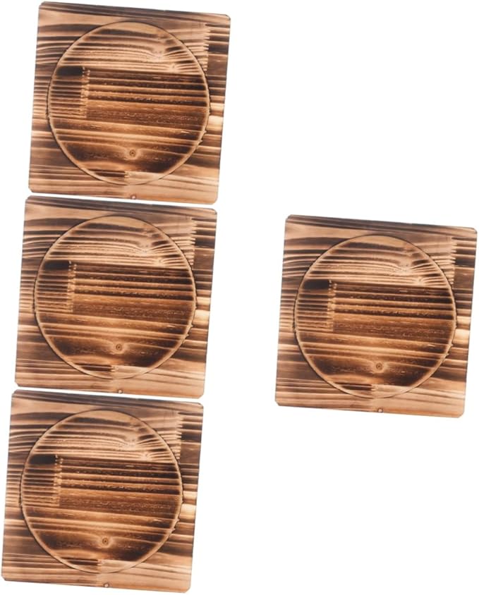 Unomor 4pcs Heat Resistance Wooden Stone Pot Mat Thickened Insulation Pad for Kitchen -scalding Cushion for Stone Bowls Trivet for Home Use