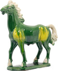 Handmade Chinese Ceramic Horse Sculpture - 9 Inch Tang Dynasty Tri-Color Porcelain Figurine, Museum Quality Home Office Desk Decor, Authentic Cultural Art Piece - Symbol of Strength & Success (Green)