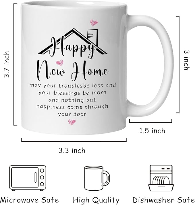 House Warming Gifts New Home Mug, Happy New Home Coffee Cup Ceramic, Housewarming Gifts for Women Men Ceramic Coffee Tea Mug 11 oz