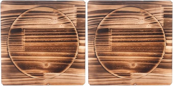 Unomor 2Pcs Heat Resistant Trivet Mats for Hot Pots and Dishes-Wooden Stone Bowl Place Mats with Rustic Charcoal Design Countertop Heat Protectors for Kitchen Use 7.87X7.87 Inches