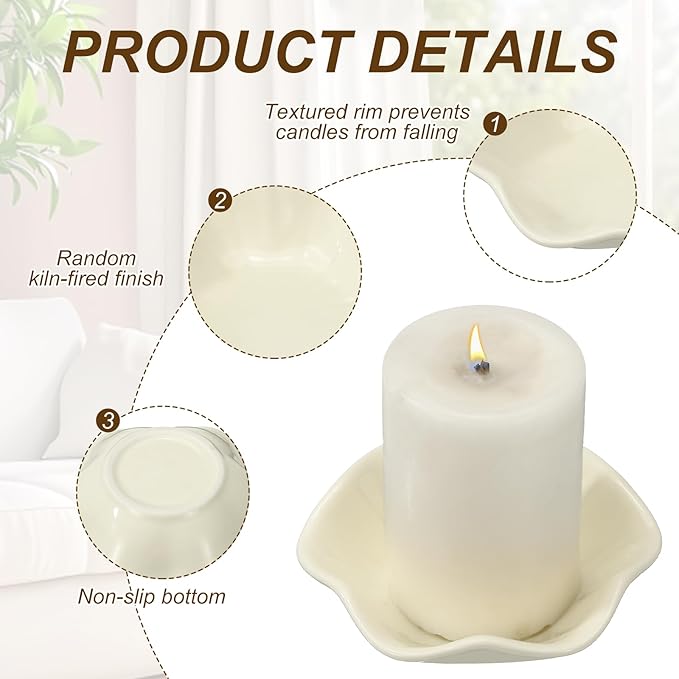 uxcell Candle Holder Plates, 4 Inch Ceramic Candle Tray Tealight Incense Holder Dish Candlestick for Tea Light Aromatherapy Wedding Rustic Vintage Home Decor, Lotus Leaf Clear Yellow