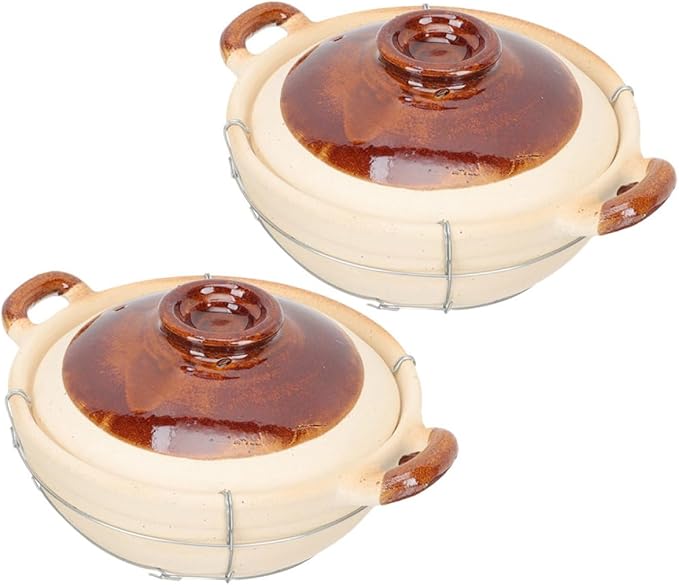 2pcs 0.5l Single Handle Clay Pot with Lid, White Ceramic Casserole Dish for Cooking, Oven-safe Korean Stone Pot for Stew and Rice, Home Kitchen Cookware
