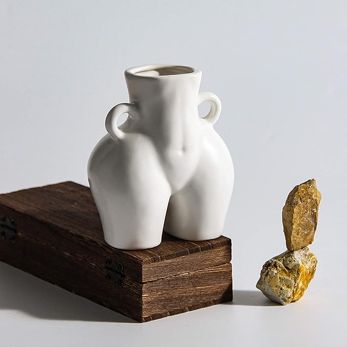 Butt Vase,Modern Body Vase Female Form,Matt White Ceramic Vases Art Nude Female Body Sculpture Vase,Butt Vase for Flowers living room coffee table mantle shelf decor accents 5.51''H X 4.72''W