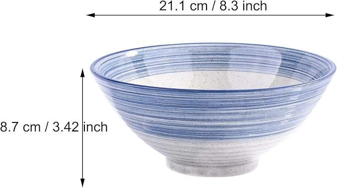 Large Japanese Ceramic Noodle Bowls 8.3 Inch Asian Ramen Bowl Set of 2 for Soup Pho Instant Noodles (bs)