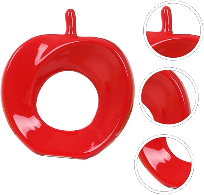 Ceramic Apple Figurine Handmade Decorative Statue for Home and Office Desktop Decor Adorable Red Apple Ornament for Room and Living Room Holidays