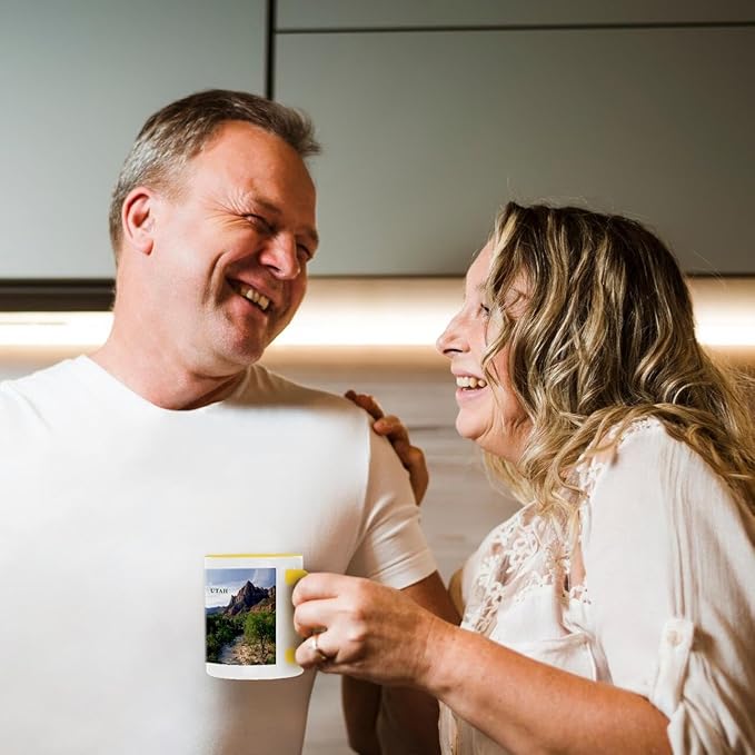 3dRose Utahs Zion National Park 15oz Two-Tone Yellow Mug
