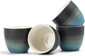 TEANAGOO Ceramic Japanese Tea Cups Set of 4pcs, 5.4oz/160ml Elegant Ceramic Matcha Cups with Flat Base, Gradient Navy Blue Handleless Coffee Mugs, Microwave & Dishwasher Safe, Beautiful Gift Box