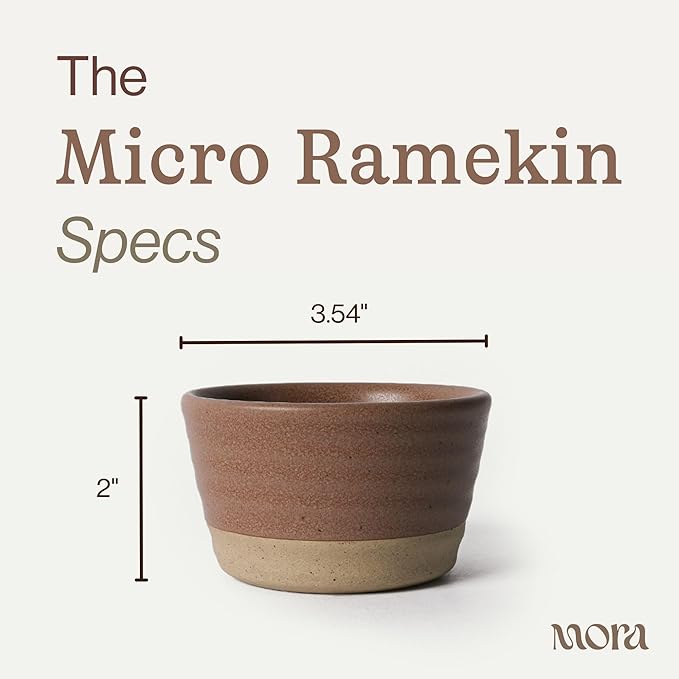 Mora Micro Ramekins Set of 4, 6oz Ceramic Pottery Baking Dishes - Microwave, Oven and Dishwasher Safe - Harvest