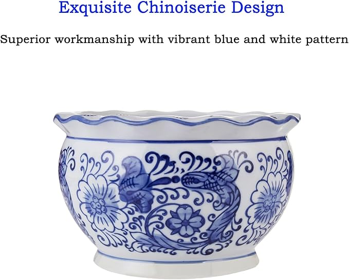 Blue and White Planters, Succulent Pots Ceramic Plant Pots Indoor with Drainage for Home Décor - Set of 3
