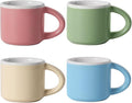 INGOFIN Ceramic Espresso Cups Set of 4, 2 oz Mini Espresso Mugs with Handle, Demitasse Coffee Cups Accessories, Microwave Dishwasher Safe Shot Cup Suit for Coffee Bar