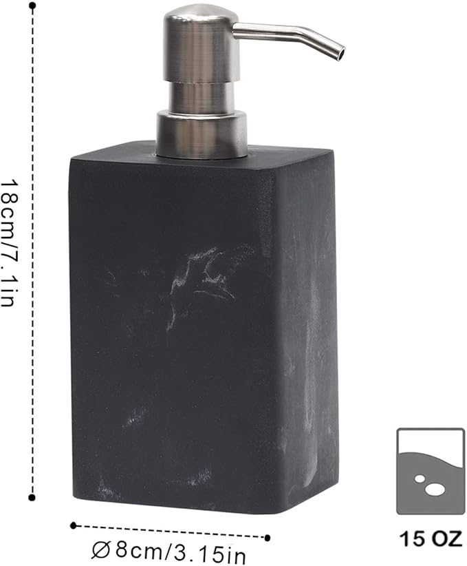 2 Pack Refillable Hand Soap Dispenser with Brushed Nickel Pump - Black