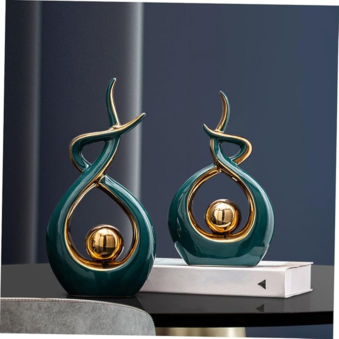 Ceramic Modern Abstract Art Statue Decorative Sculpture for Living Room and Dining Room Unique Table Centerpiece Home Accessory and Version