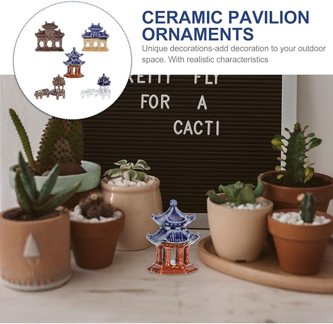 DOITOOL 5PCS Mini Pagoda Garden Statue, Miniature Japanese Style Bonsai Figurines Miniature Asian Decor Mini Zen Garden Accessories Micro Landscape Decoration Fish Tank Aquarium Ornament