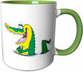 3dRose Silly Alligator Crocodile Cartoon Character 15oz Two-Tone Green Mug