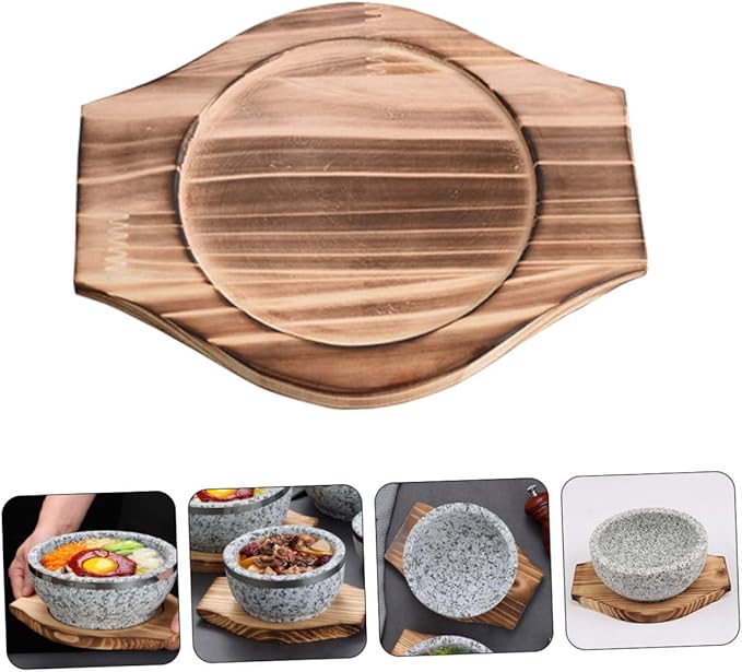 Korean Stone Bowl Mat Pot Holder Wooden Casserole Mat Heat Insulation Scratch-Resistant Reusable Diameter