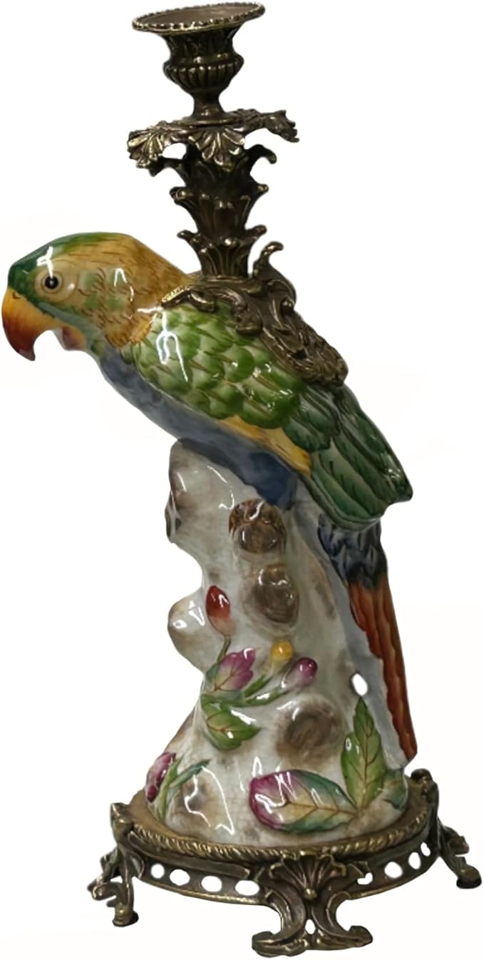 Vintage Handmade Ceramic Parrot Figure Candle Holder Aws4356