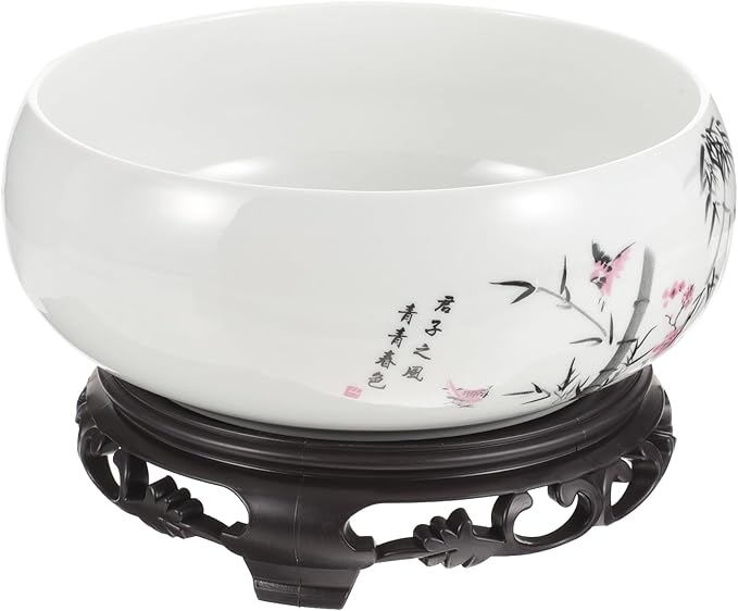 Cabilock Blue and White Porcelain Planter Pot - Ceramic Lotus Flower Bowl for Indoor Hydroponic Plants Asian Style Decorative Pot for Succulent Lily Bonsai - 6.8 X 6.8 X 3.93 Inches