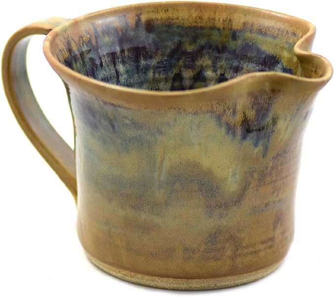 Modern Artisans Tuscan Farmhouse Collection: Stoneware Pottery Mixing Bowl with Handle (Large Size 64 oz)