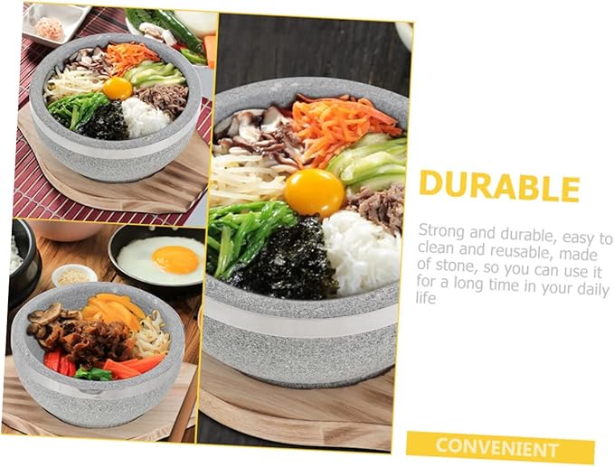 Unomor Korean Stone Pot for Bibimbap Cooking Pot Natural Stone Bowl for Stew and Soup Dolsot Design for Household Use Elegant and Functional Cookware