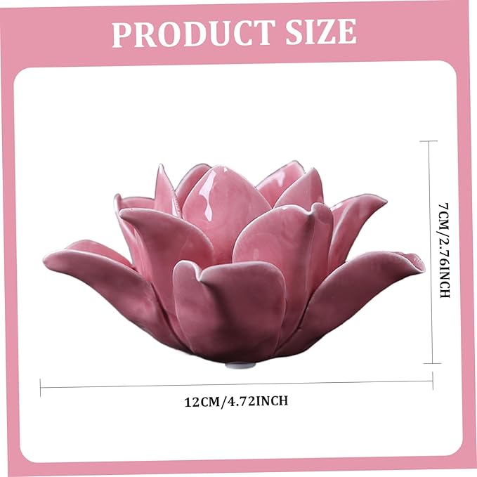 Lotus Flower Candle Holder 5x3 Inch Ceramic Tealight Holder Exuqisite & Tranquil Decorative Candle Stand for Tea, Meditation