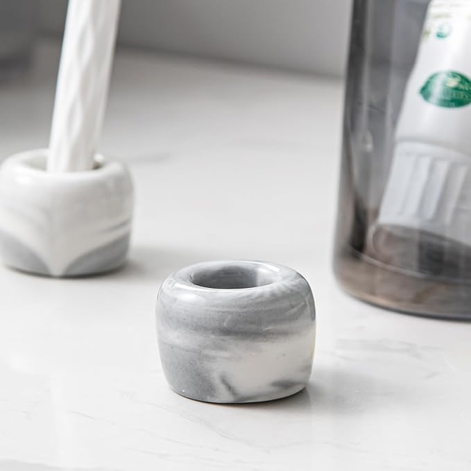 Yundu Mini Ceramics Toothbrush Holders Stand for Bathroom Vanity Countertops,Creative Marble Ceramics Toothbrush Holders Set of 2
