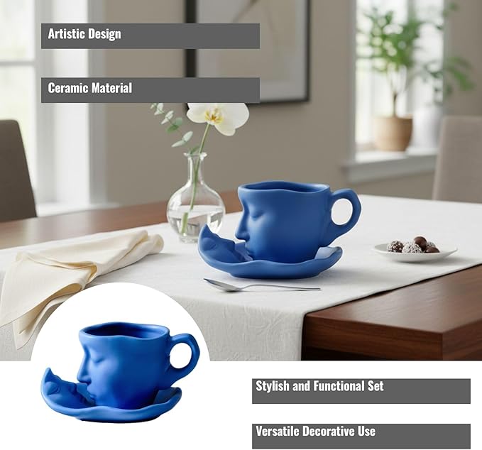 Artistic Ceramic Coffee Mug with Sculptural Face Design for Home Decor and Gift Giving