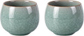 Tea Cup Set of 2 Porcelain Small Tea Cups 5oz Japanese Tea Cup Set, Asian Handmade Ceramic Teacups for Home, Party, Office, Chinese Kung Fu Tea Set for Hot/Cold Drink（Egg-Ice Crackle Glaze Pattern）