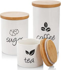 AVLA 3 Pack Ceramic Canister Set, 30/22/12 OZ Kitchen Airtight Food Storage Jar with Bamboo Lids, Coffee Sugar Tea Storage Containers Pots Jars for Counter, Farmhouse Kitchen Decor, White