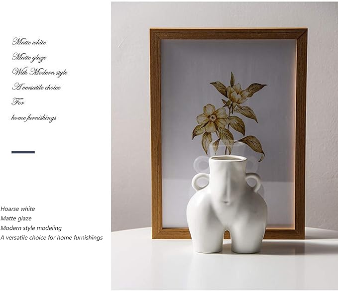 Butt Vase,Modern Body Vase Female Form,Matt White Ceramic Vases Art Nude Female Body Sculpture Vase,Butt Vase for Flowers living room coffee table mantle shelf decor accents 5.51''H X 4.72''W