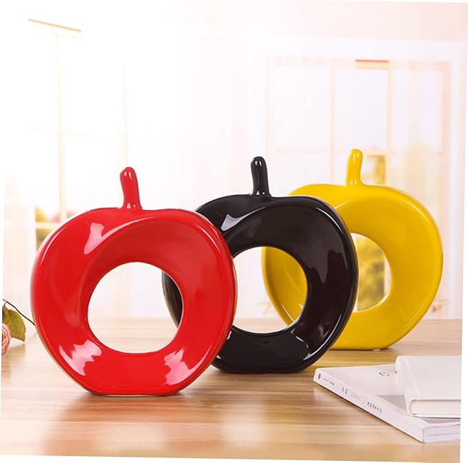 PRETYZOOM 1pc Ceramic Apple Figurine Sculpture Handmade Decorative Ornament for Desktop Decor Adorable Home Accent Present for Housewarming and Special Occasions Design