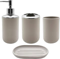 Bathroom Accessory Set, 4 pcs Shatter-Resistant Resin Bathroom Accessories Set Include Lotion Soap Dispenser Toothbrush Holder Soap Dish Modern Bathroom Decor, Gift for Home (Beige 4pcs)
