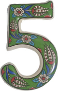 Large Ceramic Housewarming Sign Ceramic Address Plaque House Numbers Sign Door Personalized Coloured Decorative Hand Decoratede Housewarming Gifts Tulip Design 12 * 9 cm (Green, 5)