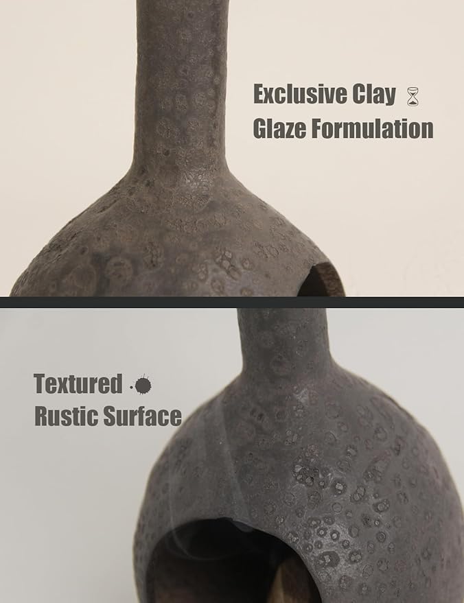 Sculptural Ceramic Incense Holder & Burner, Handmade Textured Clay with Black Glaze, for Sage & Palo Santo, Rustic Natural Centerpiece for Yoga & Meditation