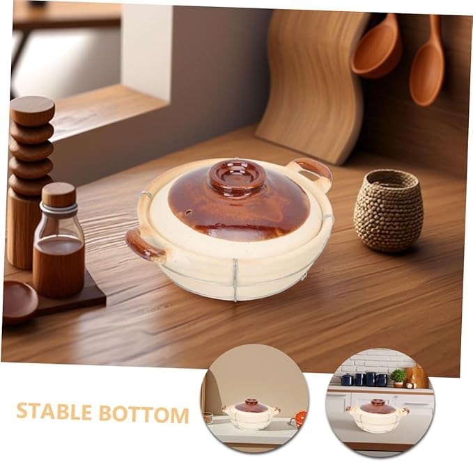 Ciieeo 2pcs Clay Casserole Dish Lid Single Handle Korean Stone Pot for Rice Soups Stews - Cookware for Home Cooking