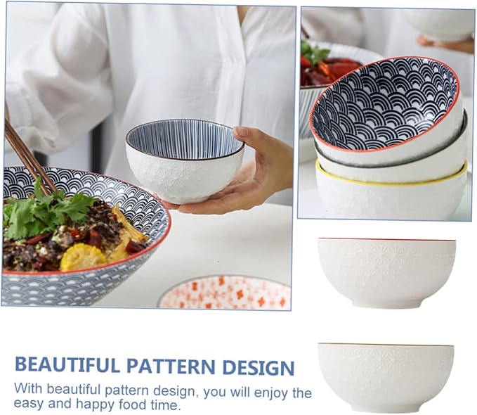 BESPORTBLE Home Bowls Set Ceramic Soup Bowl Easy Clean Heat Resistant for Soup Noodles Fruit Salad