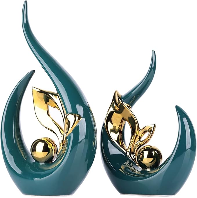 Sculptures Statues Ceramic Sculpture, Modern Decorative Abstract Sculptures, for Office Decorative Items, Decoration Living Room, Bedroom, Apartment, Green