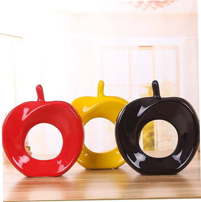 Ceramic Apple Figurine Handmade Decorative Statue for Home and Office Desktop Decor Adorable Red Apple Ornament for Room and Living Room Holidays